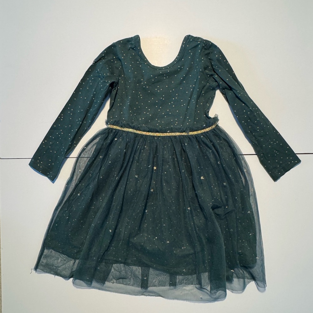 Hanna Andersson Sparkling Green Dress with Gold Trim